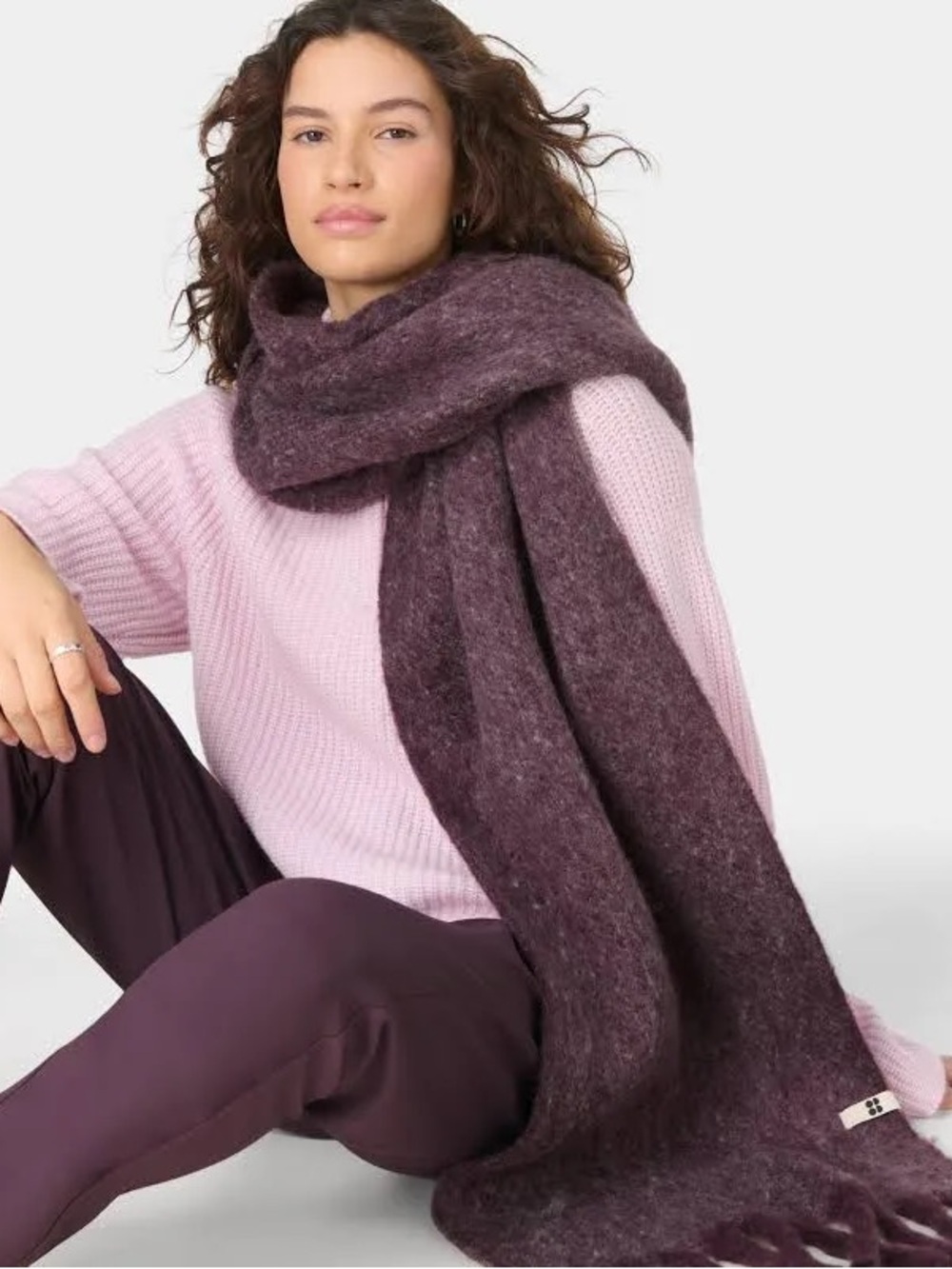 Sweaty Betty Soft Cloud Tassel Scarf in Deep Plum